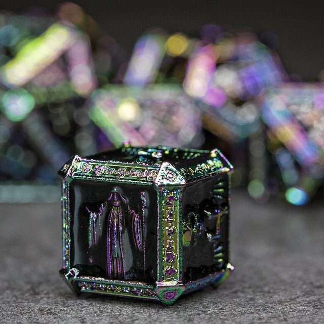 Sage's Lich's Phylactery Black/Rainbow Metal Polyhedral Dice Set image 2