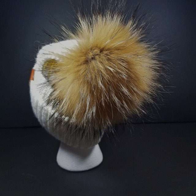 Sage’s Cap – White Knit Beanie with Raccoon Pompom image 6