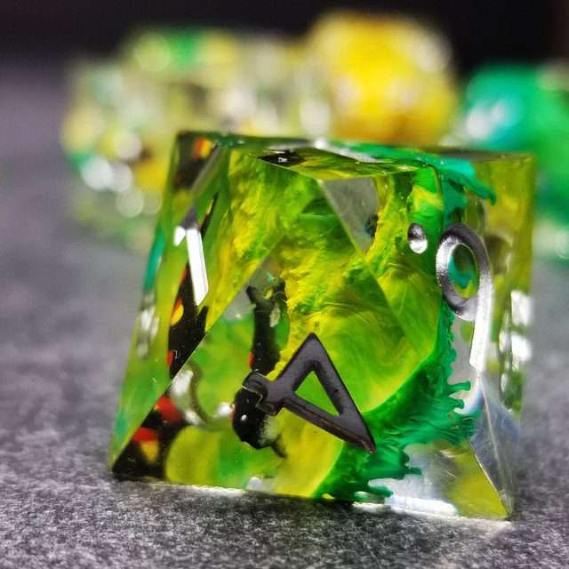 Sage's Elusive Karma Fish Familiar Sharp Edge Resin Polyhedral Dice Set image 5