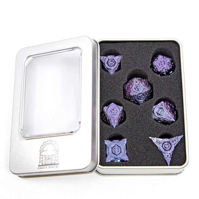 Sage’s Chronurgy Timeless Indigo Metal Polyhedral Dice Set image 14