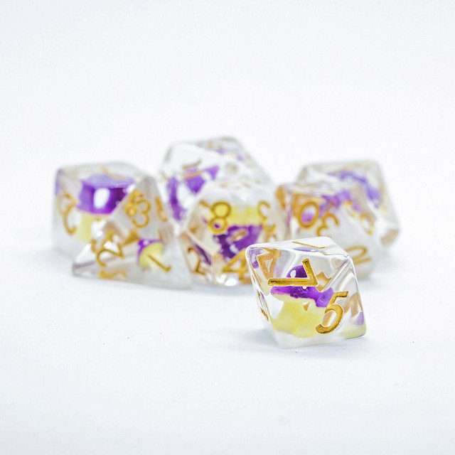 Sage's Familiars - Purple Magic Shrooms Resin Polyhedral Dice Set image 6