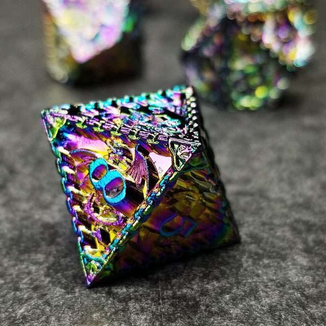 Sage's Dragonstones - Mystic Wyvern Rainbow Metal Polyhedral Dice Set image 6