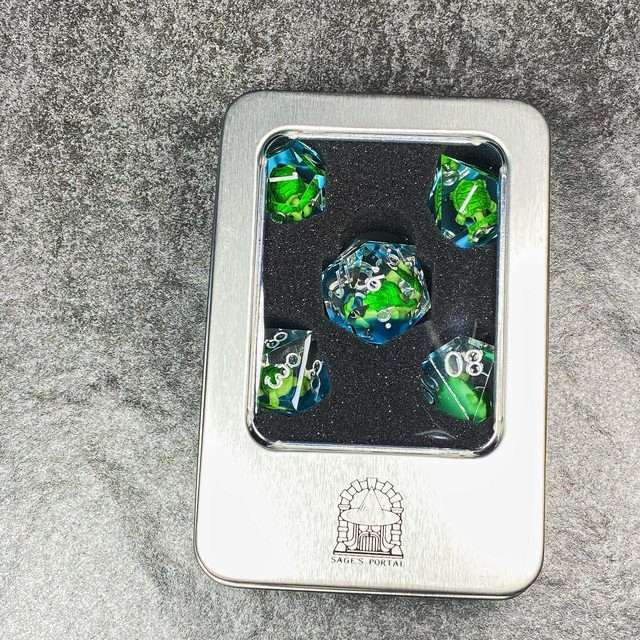 Sage's Familiars - Baby Turtle Familiar Sharp Edge Resin Polyhedral Dice Set image 2