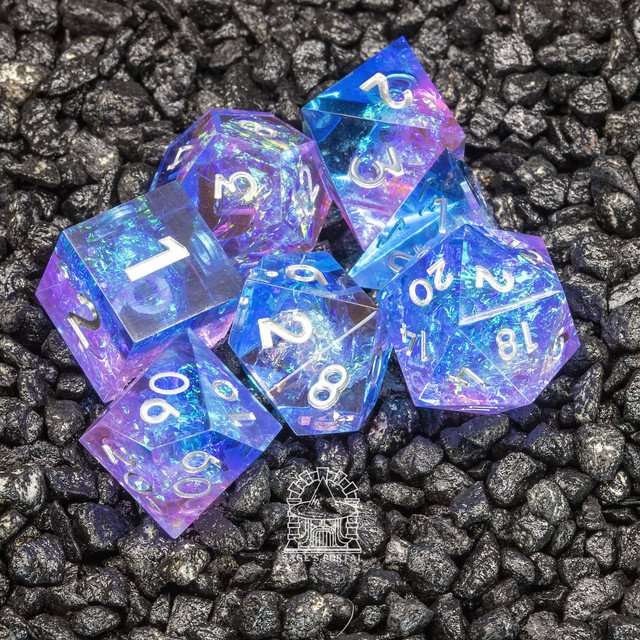 Sage's Crystals - Dawn Sharp Edge Resin Polyhedral Dice Set image 9