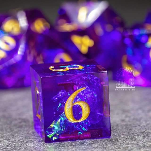 Sage's Crystals - Twilight Sharp Edge Resin Polyhedral Dice Set image 9