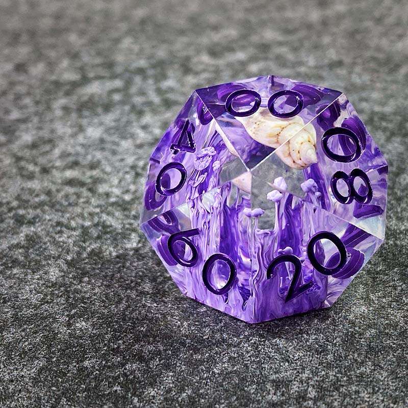 Sage's Orbs - Purple Ocean Depths Sharp Edge Resin Polyhedral Dice Set image 12