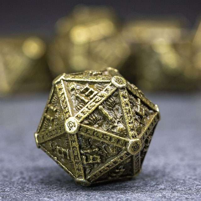 Sage's Lich's Phylactery Bronze Metal Polyhedral Dice Set image 1