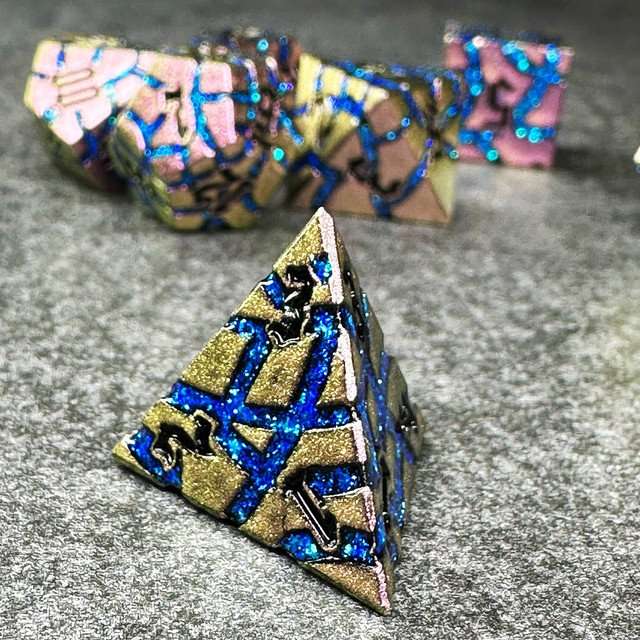 Sage's Warp Stones Blue Ring Nebula Metal Polyhedral Dice Set image 2