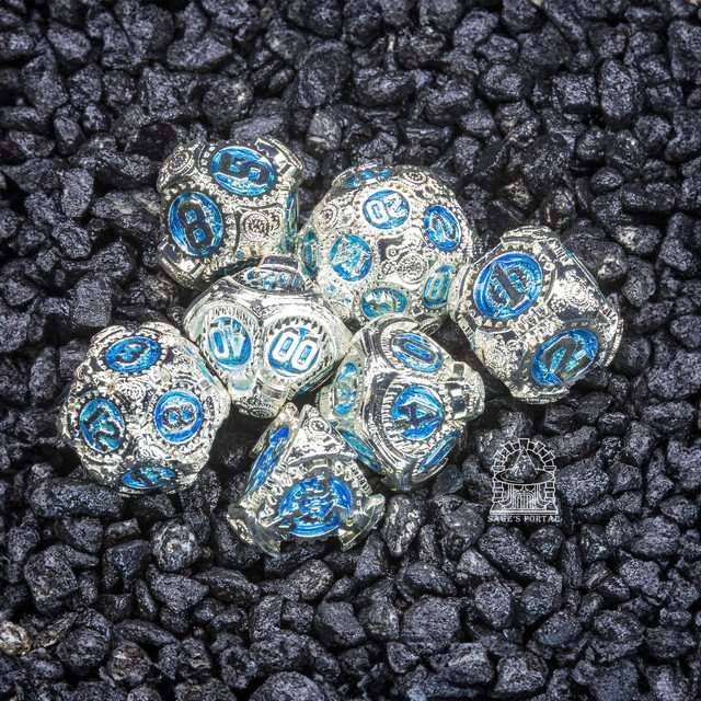 Sage's Artificer's Core Ocean Essence Metal Polyhedral Dice Set image 2