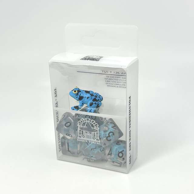 Sage's Blue Frog Familiar Resin Polyhedral Dice Set image 8