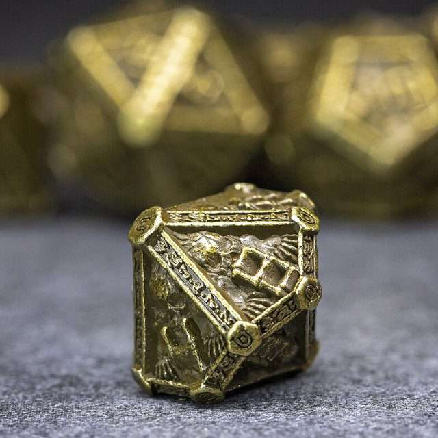 Sage's Lich's Phylactery Bronze Metal Polyhedral Dice Set image 4