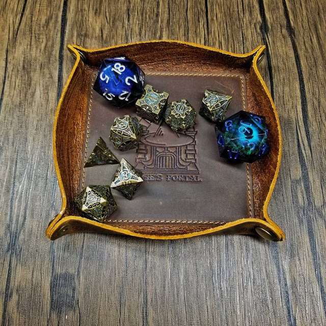 Sage's Enchanted Dice Tray Crazy Horse Oiled Saddle Leather Travel Size image 0