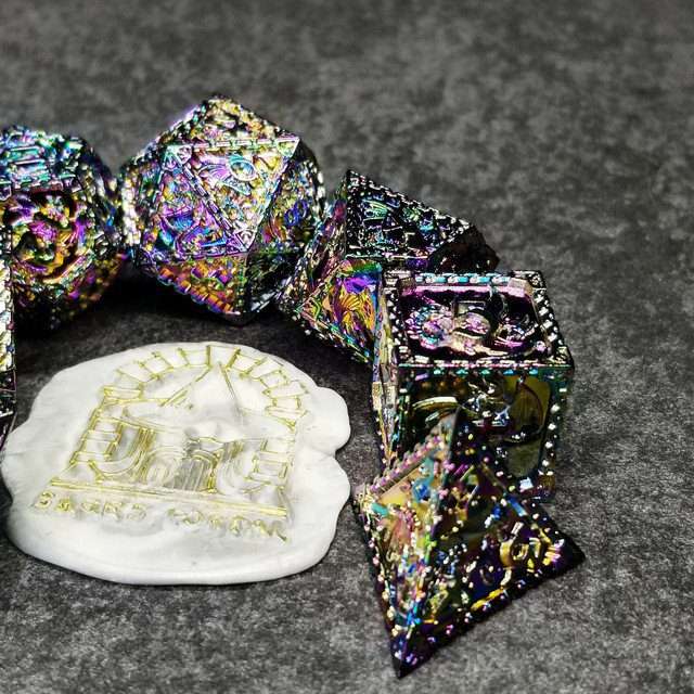 Sage's Dragonstones - Mystic Wyvern Rainbow Metal Polyhedral Dice Set image 10