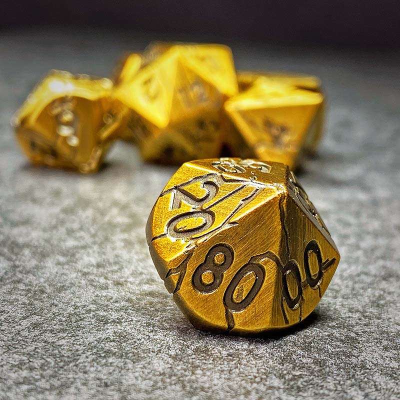 Sage's Relics of Antiquity - Burnished Gold Metal Polyhedral Dice image 4