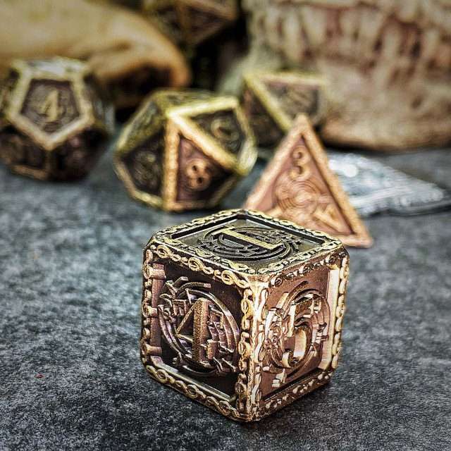 Sage's Anthems - Ancient Bronze Metal Polyhedral Dice Set image 9