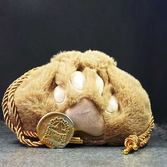 Sage's Furry Kittypaw Bag - Brown Fur/White Paw Dice Bag image 0