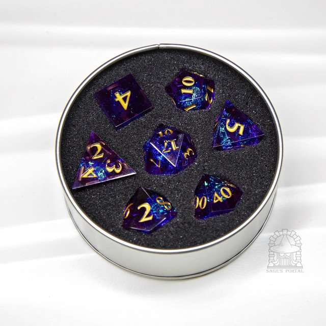 Sage's Crystals - Twilight Sharp Edge Resin Polyhedral Dice Set image 1