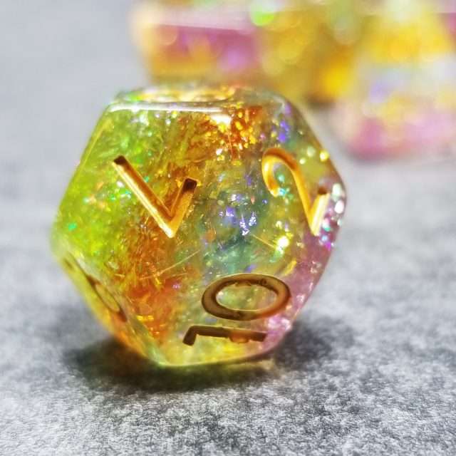 Sage’s Cantrips - Prismatic Spray Resin Polyhedral Dice Set image 3