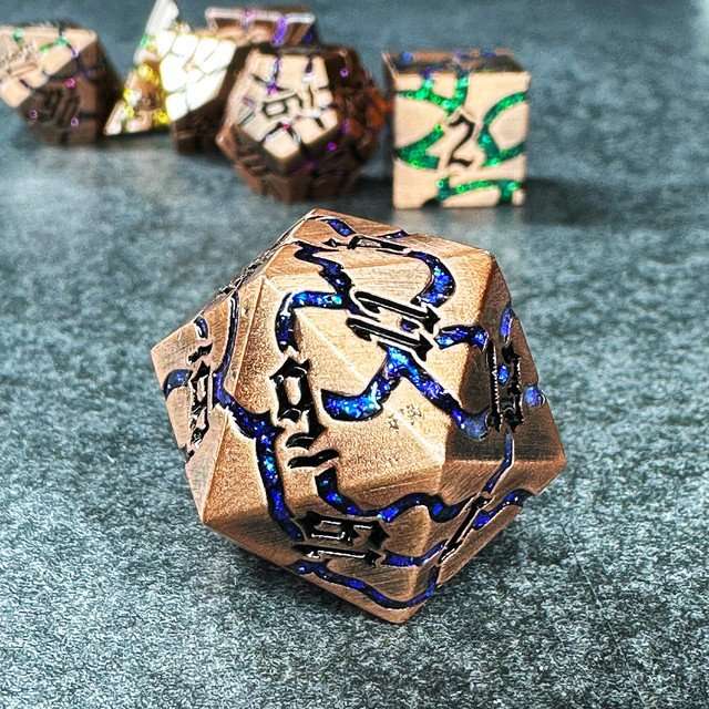 Sage's Warp Stones Copper Galaxy Metal Polyhedral Dice Set image 7