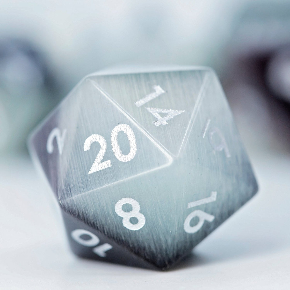 Black Pearl Cat's Eye Gemstone DND Dice Set | Sage’s Treasures | Real Catseye Gem Polyhedral Dice - Sage's PortalGemstone Dice Set