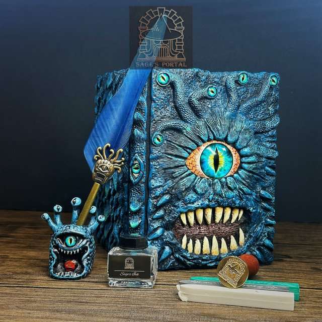 Blue Eye Tyrant Notebook Gift Set | Handmade Notebook for TTRPG, Sketchbook, Diary - Sage's PortalNotebook