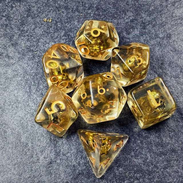 Sage's Familiars - Golden Skull Familiar Resin Polyhedral Dice Set image 23