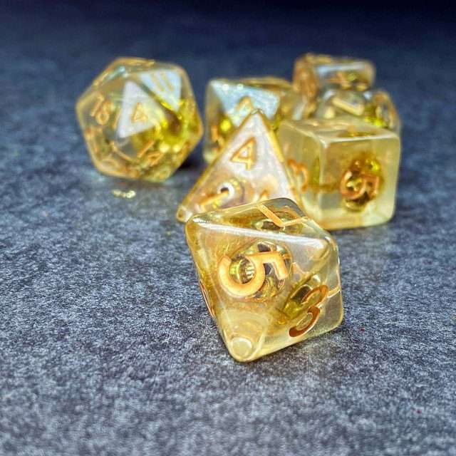 Sage's Familiars - Golden Skull Familiar Resin Polyhedral Dice Set image 31