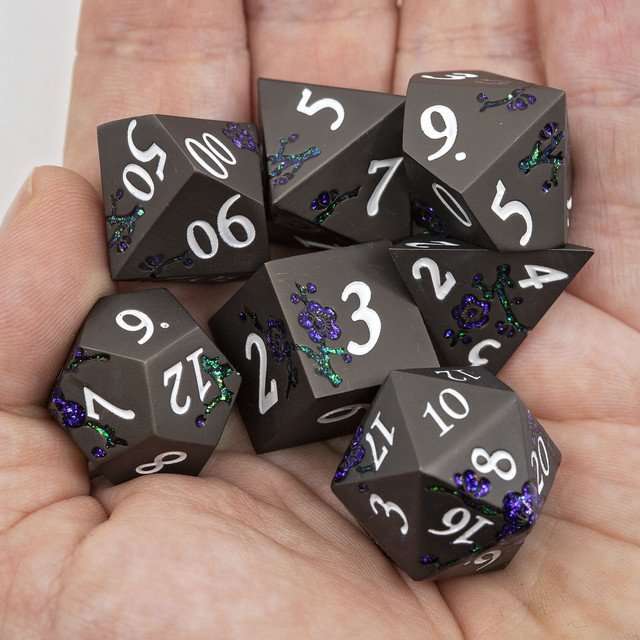 Sage's Petrified Flowers Black/Purple Metal Dice Set image 11