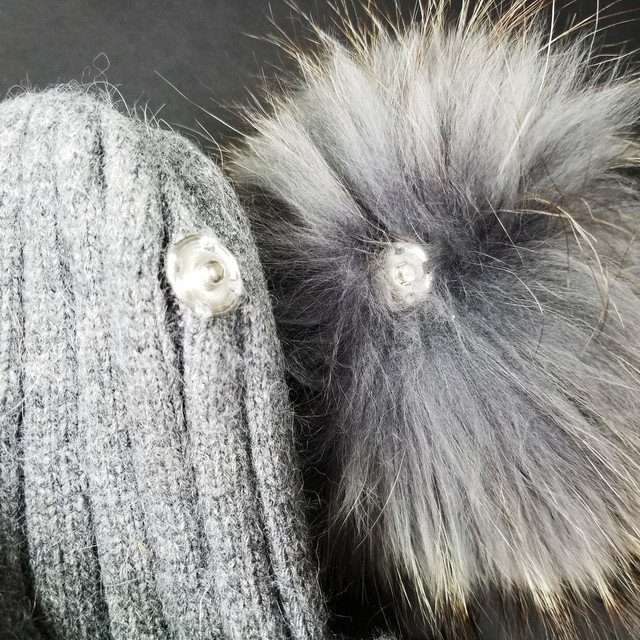 Sage’s Cap – Grey Wool Beanie with Double Raccoon Pompom image 9