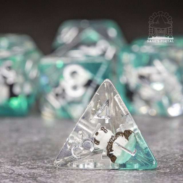 Sage's Baby Panda Familiar Resin Polyhedral Dice Set image 7