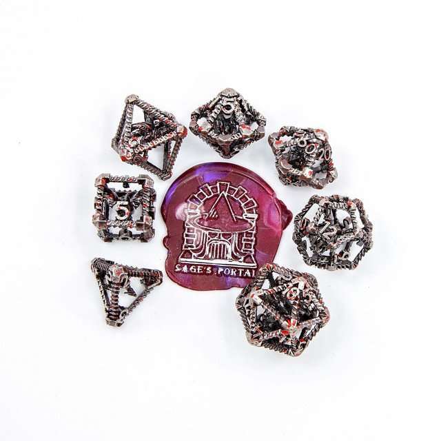 Sage's Draconic Prison Bloody Cage Hollow Metal Dice Set image 13