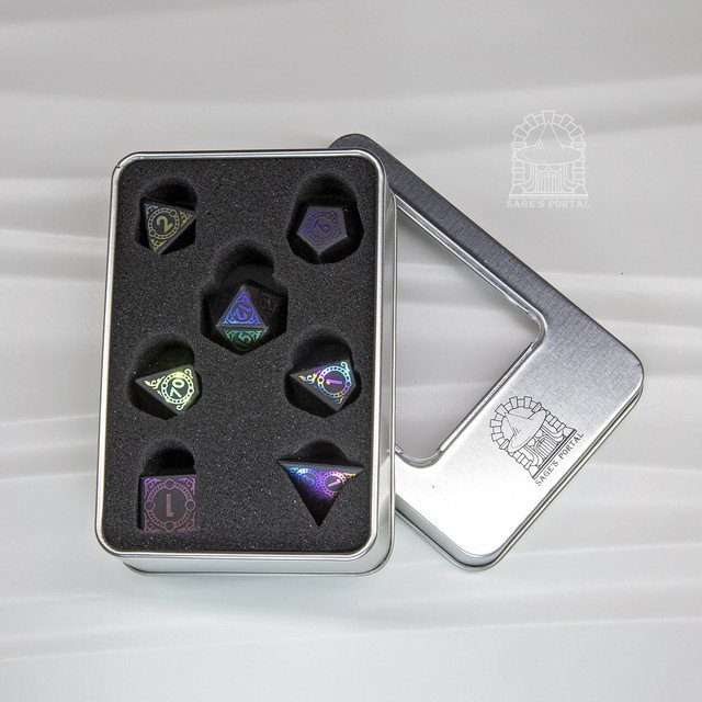 Sage's Glyphed Matte Black Gemstone Polyhedral Dice Set image 12