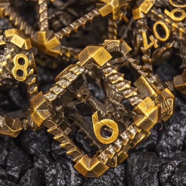 Sage's Draconic Prison Bronze Cage Hollow Metal Dice Set image 12