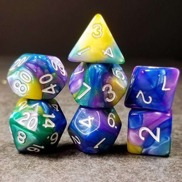 Sage's Stones - Purp/Blue/Green/Yellow Acrylic Polyhedral Dice Set image 9