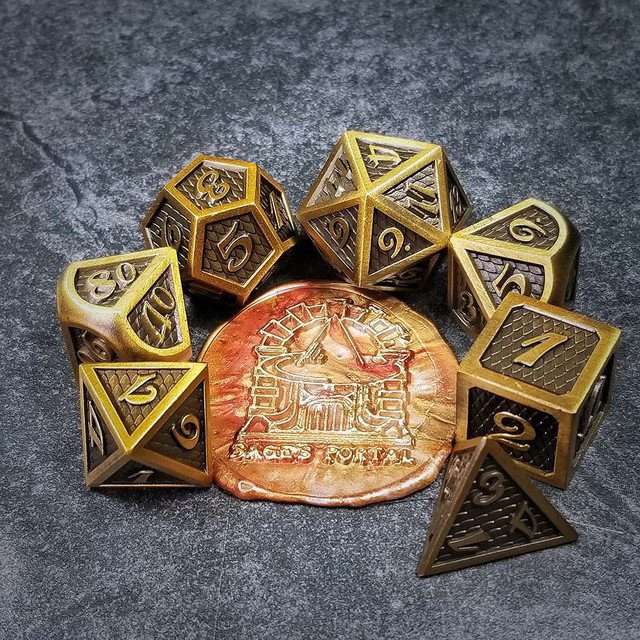 Sage's Dragonstones - Gold Black Metal Polyhedral Dice Dungeons Dragons image 11