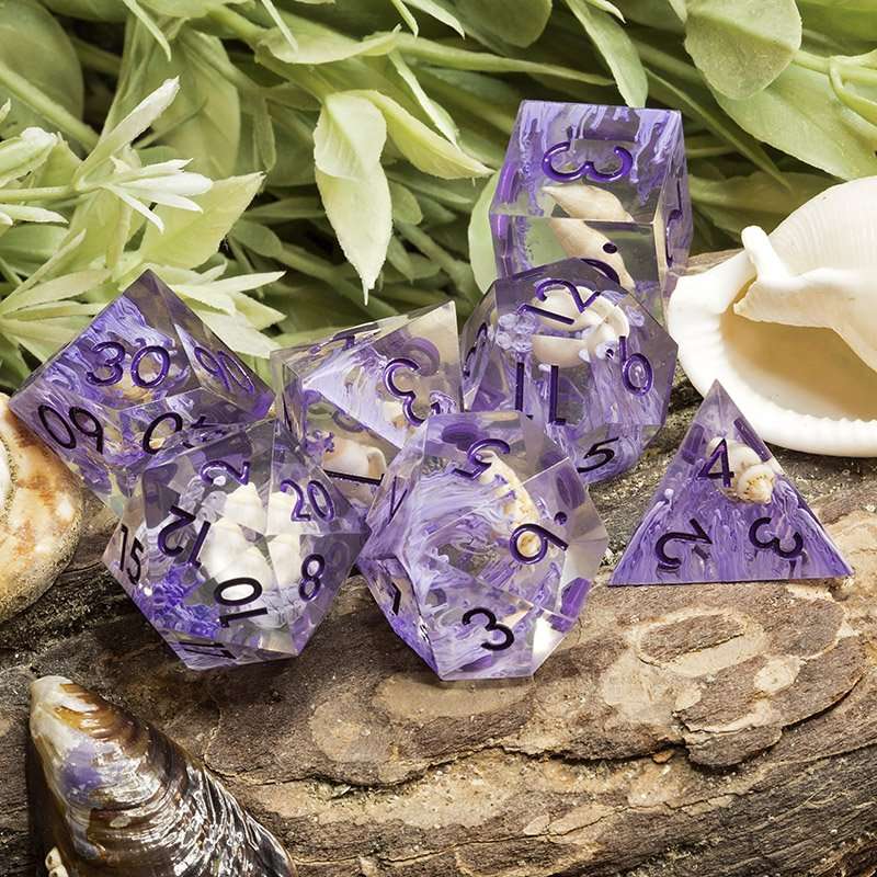 Sage's Orbs - Purple Ocean Depths Sharp Edge Resin Polyhedral Dice Set image 18