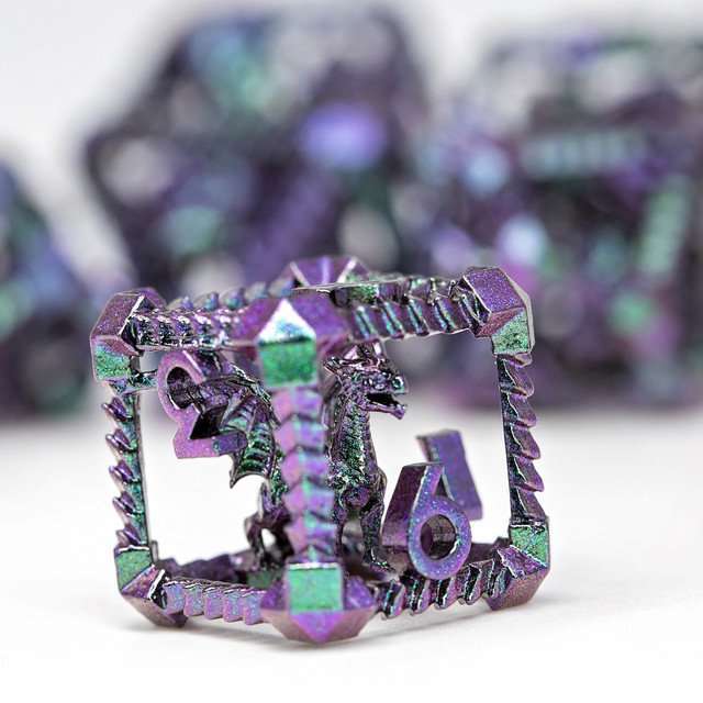 Sage's Draconic Prison Witch's Curse Cage Hollow Metal Dice Set image 6