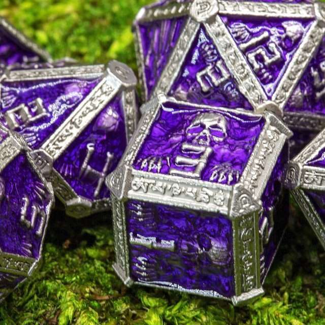 Sage's Lich's Phylactery Purple/Silver Metal Polyhedral Dice Set image 1
