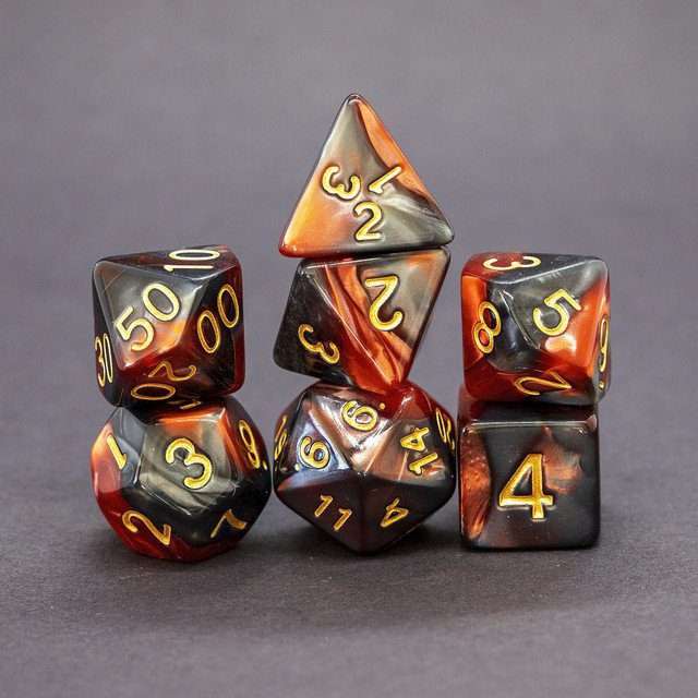 Sage's Stones - Copper/Mica Gold Ink Acrylic Polyhedral Dice Set image 10
