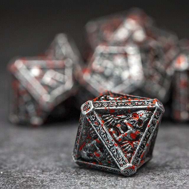 Sage's Lich's Phylactery Nickel/Blood Metal Polyhedral Dice Set image 5