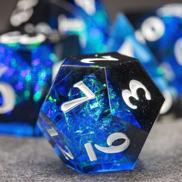 Sage's Crystals - Cobalt Sharp Edge Resin Polyhedral Dice Set image 5