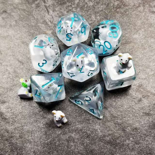 Sage's Familiars- Baby Koala Resin Polyhedral Dice Set image 14