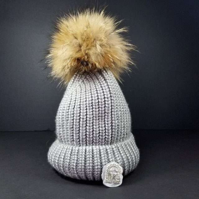 Sage’s Cap – Grey Knit Beanie with Raccoon Pompom image 15