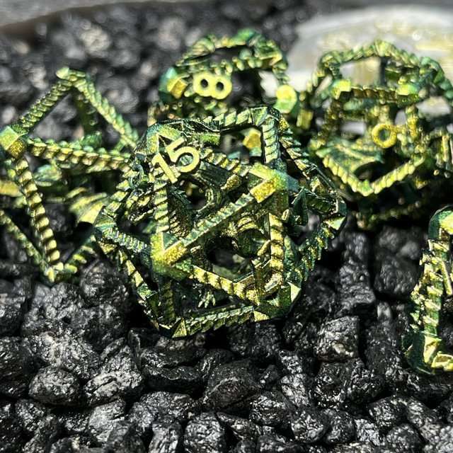 Sage's Draconic Prison Nightshade Cage Hollow Metal Dice Set image 0