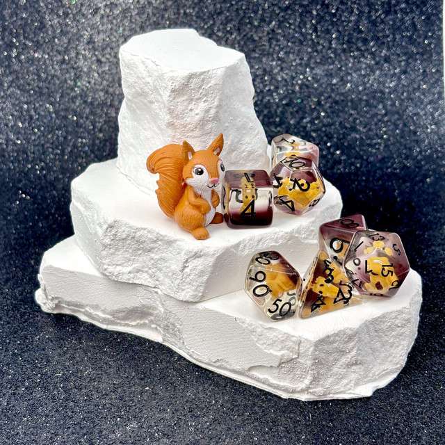 Sage's Baby Squirrel Familiar Resin Polyhedral Dice Set image 11