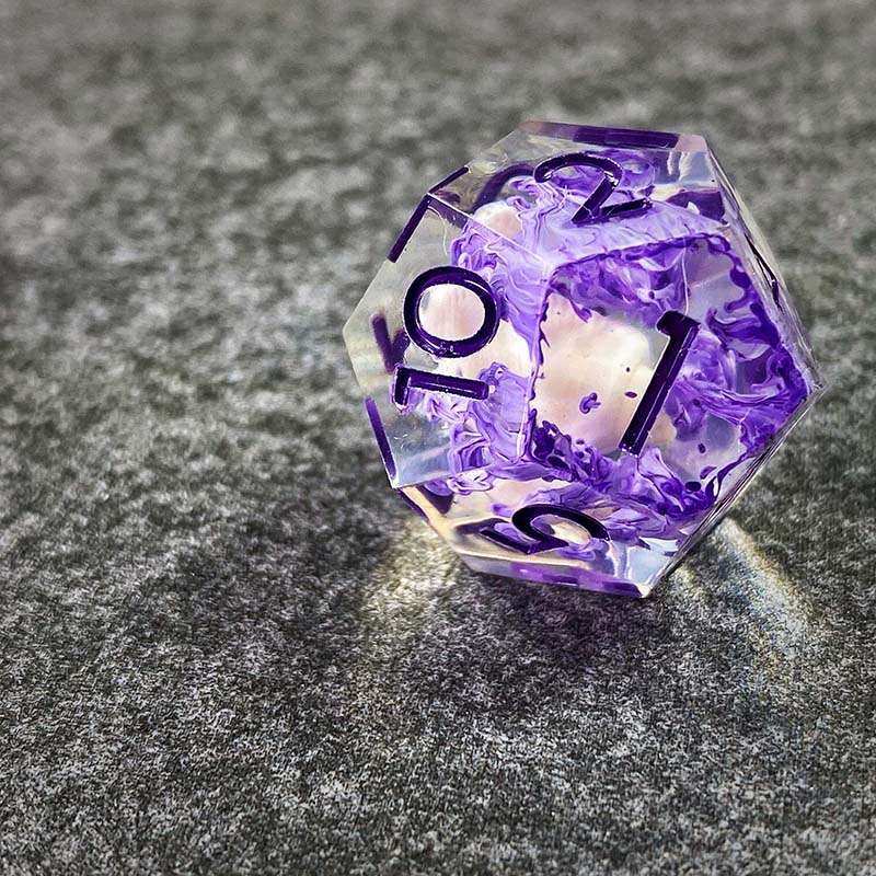 Sage's Orbs - Purple Ocean Depths Sharp Edge Resin Polyhedral Dice Set image 10