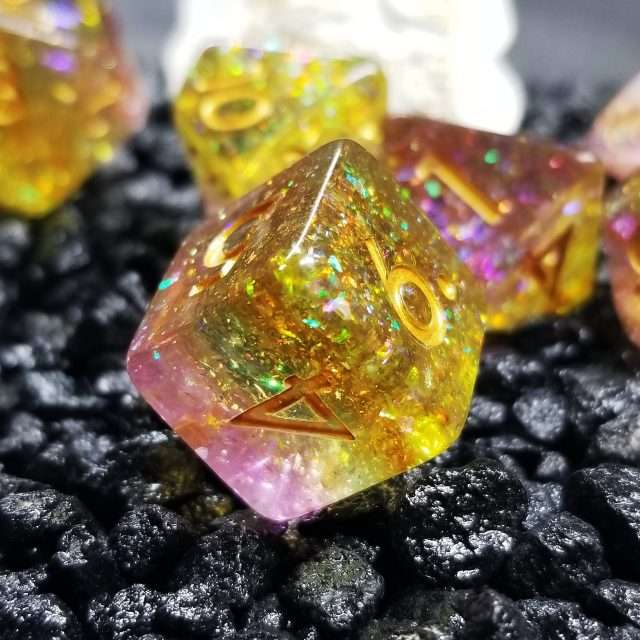 Sage’s Cantrips - Prismatic Spray Resin Polyhedral Dice Set image 7