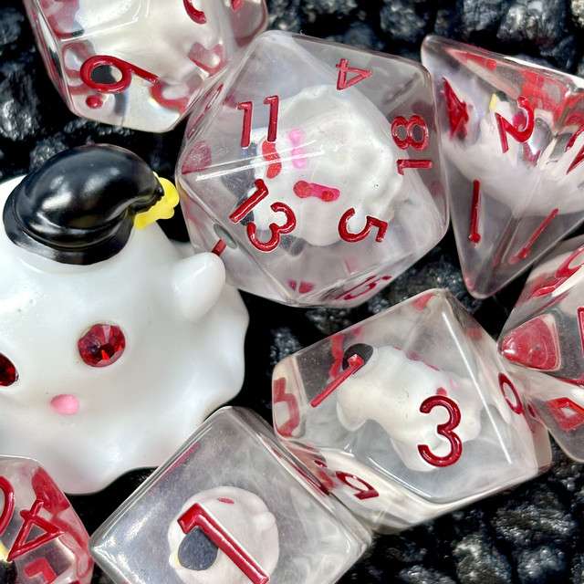 Sage's Sleepy Ghost Familiar Resin Polyhedral Dice Set + Toy image 8