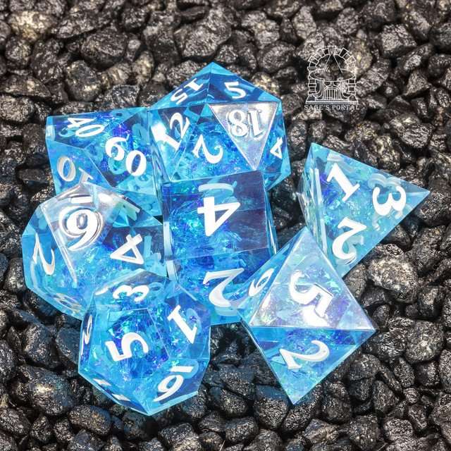 Sage's Crystals - Winter Sharp Edge Resin Polyhedral Dice Set image 1