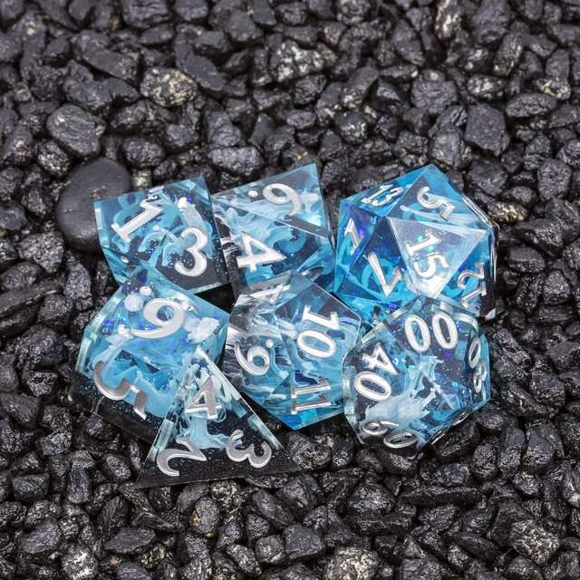 Sage's Ice Flames Sharp Edge Resin Polyhedral Dice Set image 16